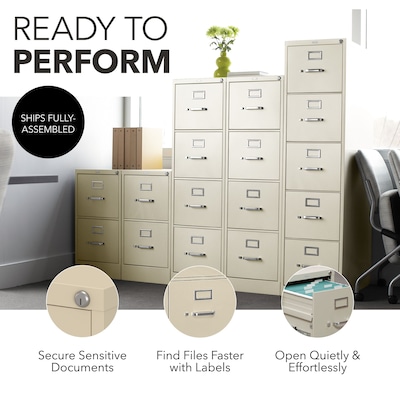 HON 310 Series 5-Drawer Vertical File Cabinet, Legal Size, Lockable, 60"H x 18.25"W x 26.5"D, Putty (HON315CPL)