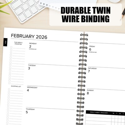 2026 Willow Creek 6.5" x 8.5"  Weekly & Monthly Planner, Paperboard Cover, Basic Black (57827)
