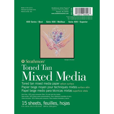 Strathmore 400 Series 6 x 8 Mixed Media Sketch Pad, 15 Sheets/Pad, 3/Bundle (STTP462206-3)