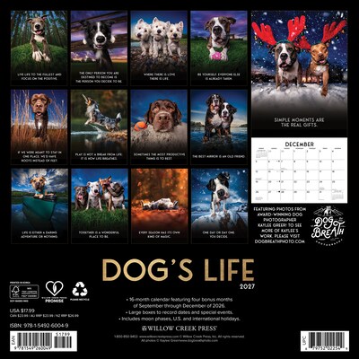 2027 Willow Creek Dogs Life  12 x 12 Monthly Wall Calendar (60049)