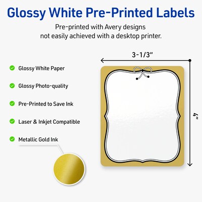 Avery Rectangle Laser/Inkjet Multipurpose Labels, 4 x 3-1/3, White, 40/Pack (19479370970)