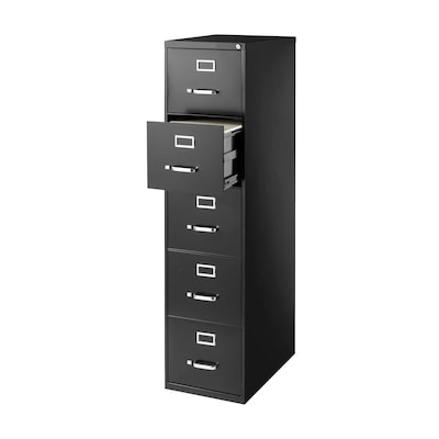 Quill Brand® Commercial 5 File Drawer Vertical File Cabinet, Locking, Black, Letter, 26.5D (21917D)