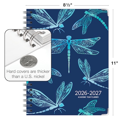 2026-2027 Excello Brands 8.5" x 11" Academic Weekly & Monthly Planner, Paperboard Cover, Dragonflies (FSHN-AY26-8511-59)