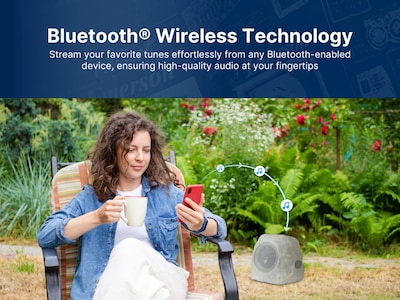 Emerson Bluetooth Outdoor Rock Speaker with Solar Charging, Waterproof, Light Gray (ERS-1002)