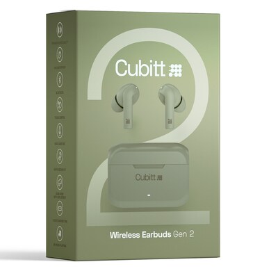 Cubitt Gen 2 Wireless Active Noise Canceling Earbuds, Bluetooth, Green (CTEG2-3)