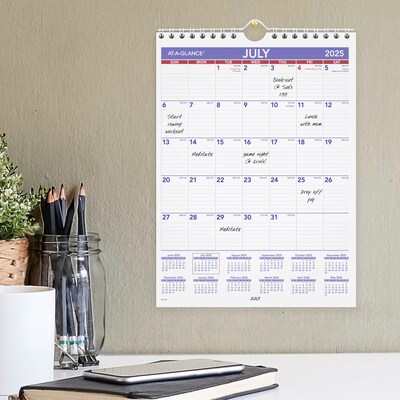 2025-2026 AT-A-GLANCE 8" x 11" Academic Monthly Wall Calendar, Purple/Red (AY1-28-26)