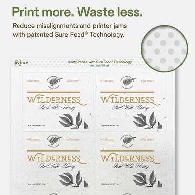 Avery Hemp Rectangle Laser/Inkjet Multipurpose Labels, 3-1/3" x 4", Off-White (120/Pack)