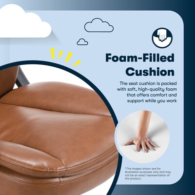 Serta Comfort Ergo Ergonomic Bonded Leather Swivel Executive Chair, Cognac (CCHR10016A)