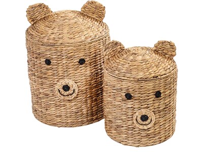 Honey-Can-Do Bear-Shaped Storage Baskets with Lids, Nesting, Brown, 2/Set (STO-09152)