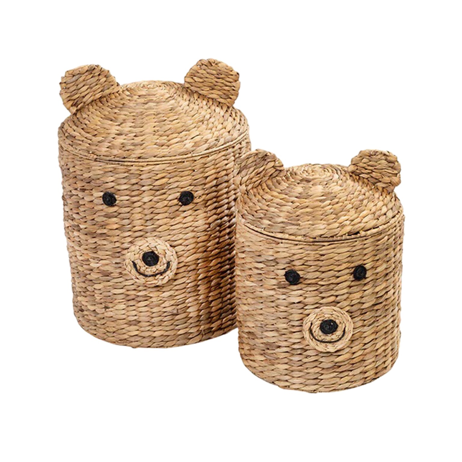 Honey-Can-Do Bear-Shaped Storage Baskets with Lids, Nesting, Brown, 2/Set (STO-09152)