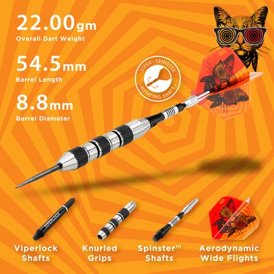 Viper The Freak Steel Tip Darts Knurled and Shark Fin Barrel, 22 Grams (22-1702-22)