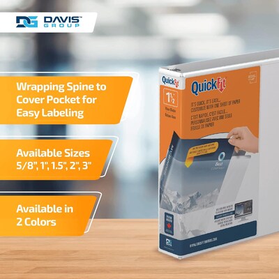 Davis Group QuickFit 1 1/2" 3-Ring Standard Binders, White, 6/Pack (88020-06)