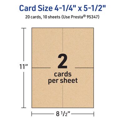 Avery Matte General Use Blank Cards, Kraft Brown, 20/Pack (95347)