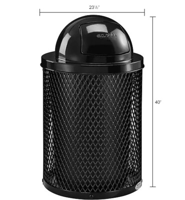 Global Industrial Outdoor Steel Diamond Trash Can w/ Dome Lid, 36 Gallon, Black (261948BK)