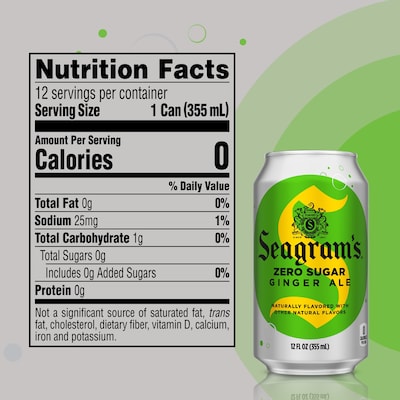 Seagram's Diet Ginger Ale, 12 oz., 24/Carton (00072979003344)