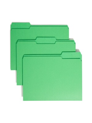 Smead File Folder, 1/3-Cut Tab, Letter Size, Green, 100/Box (12143)