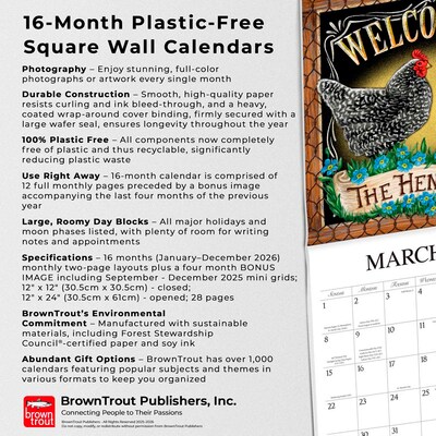 2026 BrownTrout Bless This Nest 12" x 12" Monthly Wall Calendar (9781773728674)
