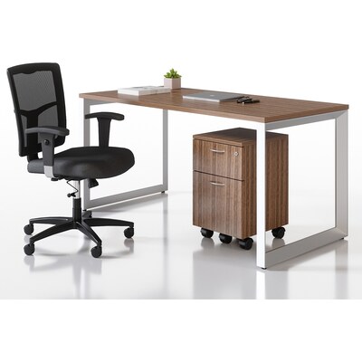 Lorell Relevance 2-Drawer Mobile Pedestal Cabinet, Letter Size, Lockable, 22.9"H x 15.8"W x 19.9"D, Walnut (LLR16230)