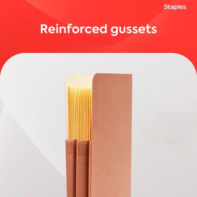 Staples Expanding File Pockets, Letter Size, 1.75-Inch Expansion, Durable Brown Gusseted Folders – 25/Pack