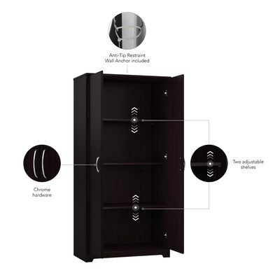 Bush Furniture Cabot 61"H Storage Cabinet with 4 Shelves, Espresso Oak (WC31899)