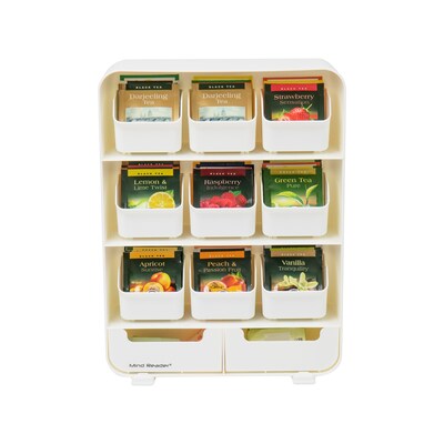 Mind Reader Plastic 11-Drawer Tea Bag Organizer, White (TBORG-WHT)