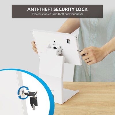 Mount-It! Adjustable Anti-Theft Tablet Kiosk with Printer Shelf, White (MI-3883W_G10)