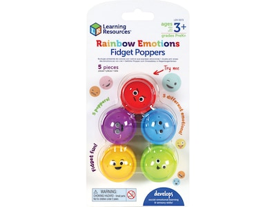 Learning Resources Rainbow Emotion Fidget Poppers, 5/Pack (LER5573)