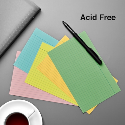 Staples 5" x 8" Index Cards, Lined, Assorted Colors, 300/Pack (TR50995)