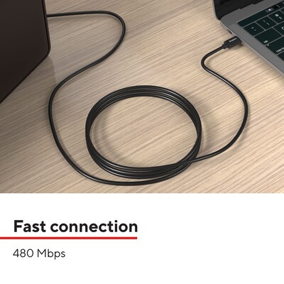 Staples TECH 6 ft. USB-C to USB-B 2.0 Cable, Male to Male, Black (ST62444)