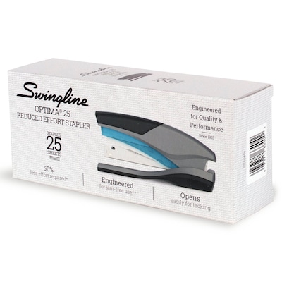 Swingline Optima 25 Reduced Effort Stapler, 25-Sheet Capacity, Blue/Gray (66404)
