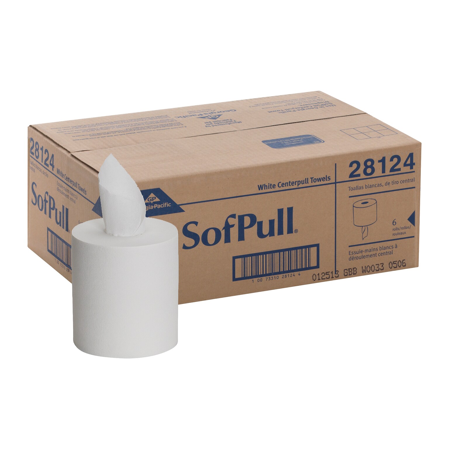 SofPull Centerpull Paper Towels, 1-ply, 320 Sheets/Roll, 6 Rolls/Pack (28124)