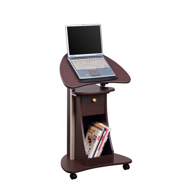 Techni Mobili 22"W Manual Adjustable Standing Laptop Cart, Chocolate (RTA-B005-CH36)