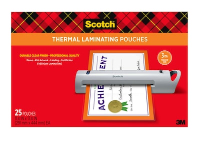 Scotch Thermal Laminating Pouches, Menu, 3 Mil (TP385625)