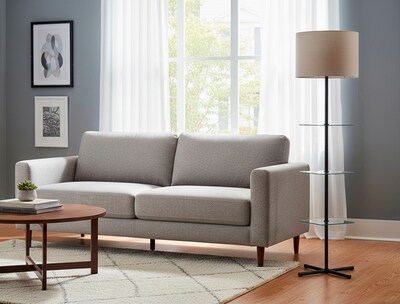 Adesso Imogen 67H Black Floor Lamp with Linen Textured Fabric Shade (3189-01)
