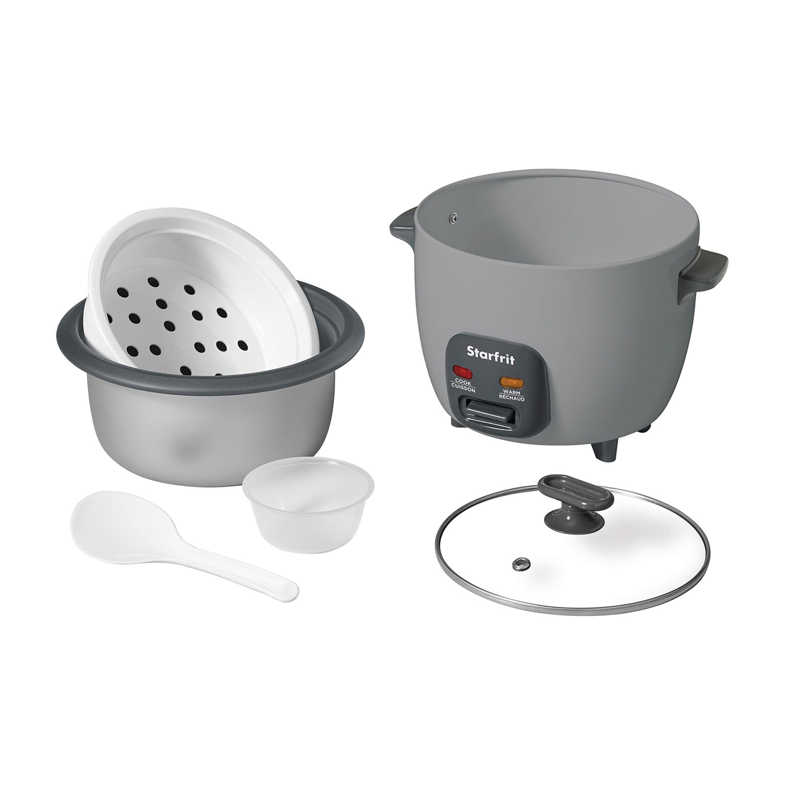 Starfrit SRFT024739 10-Cup Electric Rice Cooker with Ceramic Pot, Gray (SRFT024739)