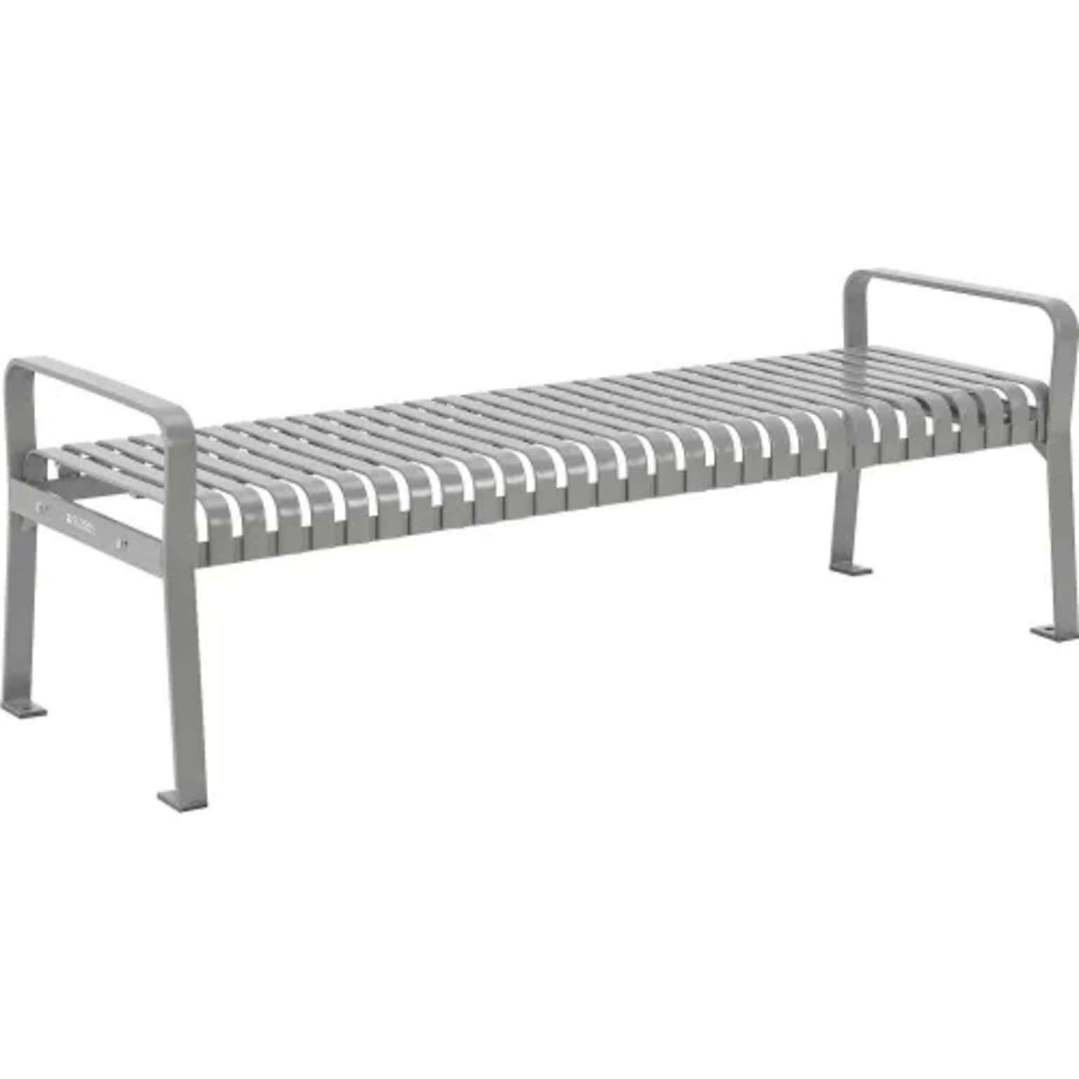 Global Industrial 6 Outdoor Bench, Backless, Vertical Steel Slat, Gray (262113GYKD)