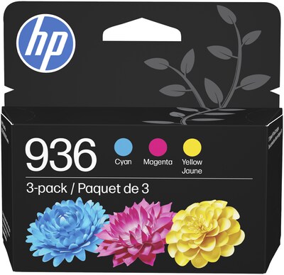 HP 936 Cyan/Magenta/Yellow Standard Yield Ink Cartridges, 3/Pack (6C3Z3LN)