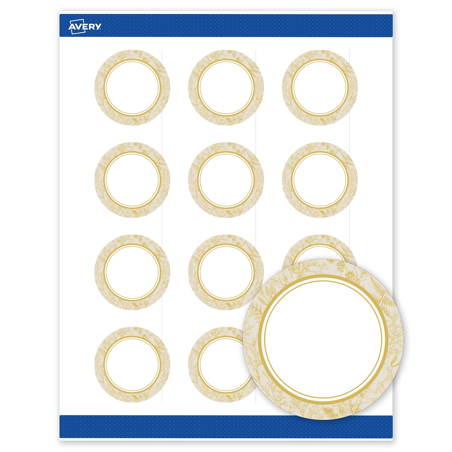 Avery Round Laser/Inkjet Multipurpose Labels, 2 Dia., White, 120/Pack (19479371063)