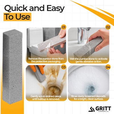 Gritt Commercial Heavy-Duty Pumice Scouring Stone, Gray, 12/Pack (GRI186-12)