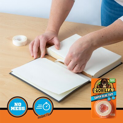 Gorilla Double-Sided Super Glue Tape, 5/8" x 20', Clear (109340)
