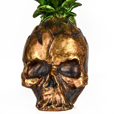 National Tree Company 14" Halloween Pineapple Skull Tabletop Decor (HH75-HP203417Z1)