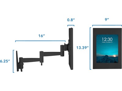 Mount-It! Adjustable Anti-Theft iPad Wall Mount with Swing Arm, Black (MI-3774B_G10)