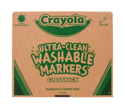 Crayola Classpack Washable Kids' Markers, Fine, Assorted Colors, 200/Carton (58-8211)