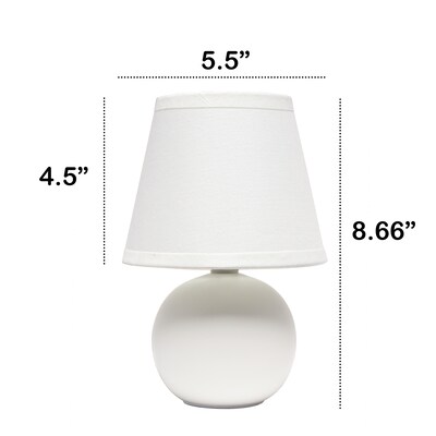 Creekwood Home Nauru 8.66" Traditional Petite Ceramic Orb Base Bedside Table Desk Lamp, Off White, 2/Pack (CWT-2004-OF-2PK)