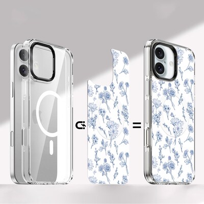 SaharaCase Inspire MagSafe Phone Case with 3 Interchangeable Magnetic Backs for iPhone 16 Plus, Shock Absorbing, Floral