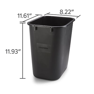 Coastwide Professional™ Indoor Trash Can Without Lid, Black Soft Molded Plastic, 3.5 Gallon (CW56428)