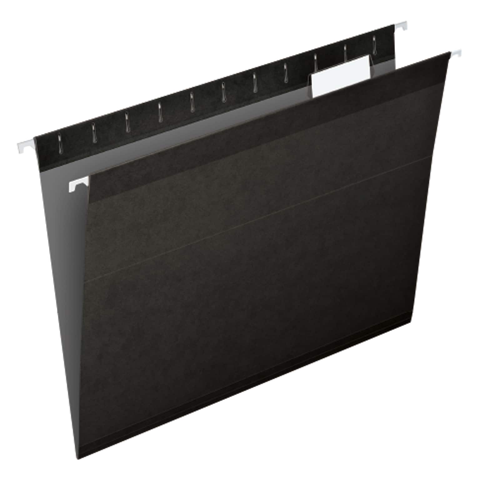 Pendaflex Reinforced Hanging File Folders, 1/5 Tab, Letter Size, Black, 25/Box (PFX 4152 1/5 BLA)