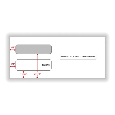 ComplyRight Self Seal Security Tinted Double-Window Tax Envelopes, 3 7/8" x 8 3/8", 50/Pack (DW19WS50)