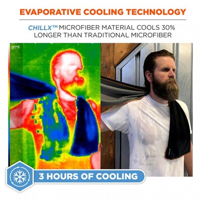 Ergodyne Chill-Its 6602MF Evaporative Cooling Towel, Gray/Blue, One Size (12660)