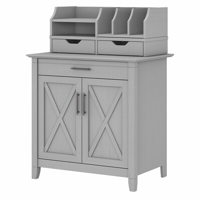 Bush Furniture Key West 30 Secretary Desk with Storage and Desktop Organizers, Cape Cod Gray (KWS011CG)